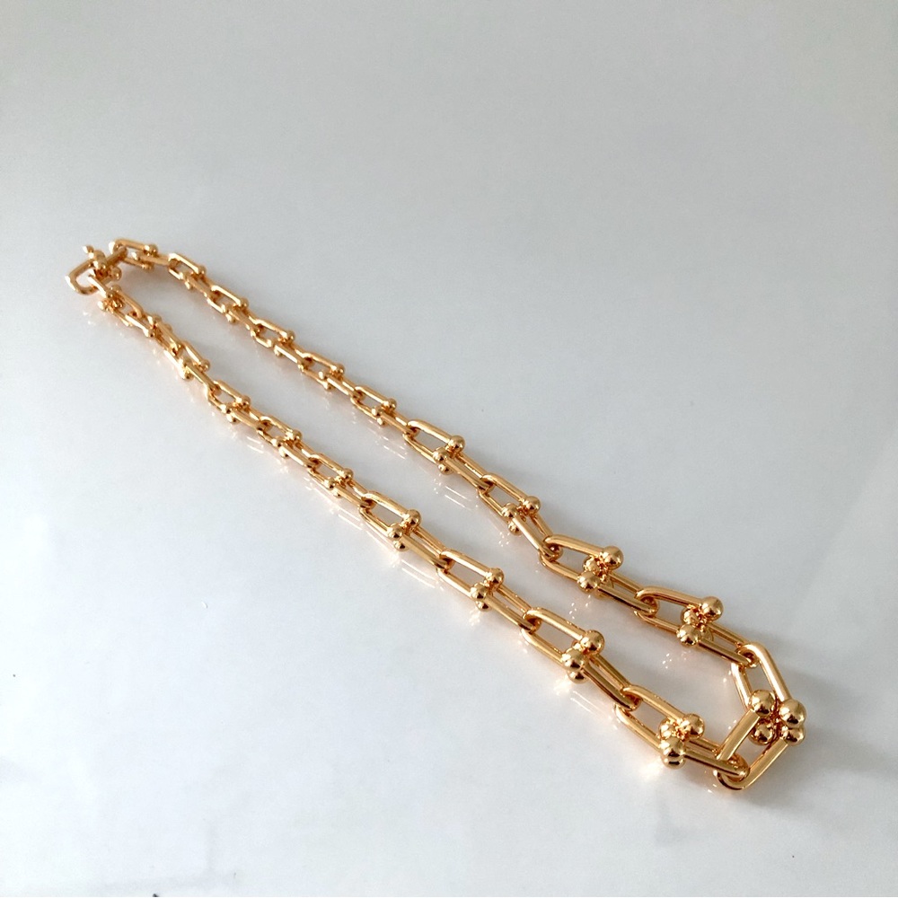 Gold Hardware Graduated Link U Necklace - Picture 6 of 12